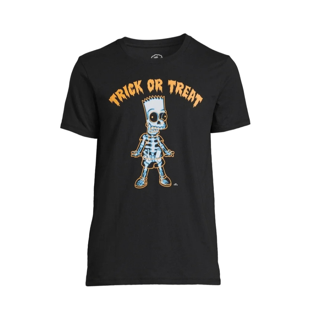 Simpsons Halloween Men's Size Large Bart Tricks Graphic Tee Shirt Trick Or Treat